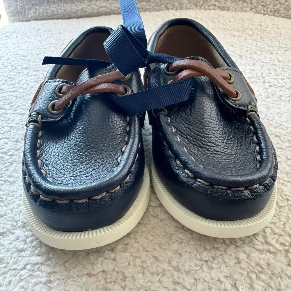 Janie and Jack Perforated Boat Shoe in Blue